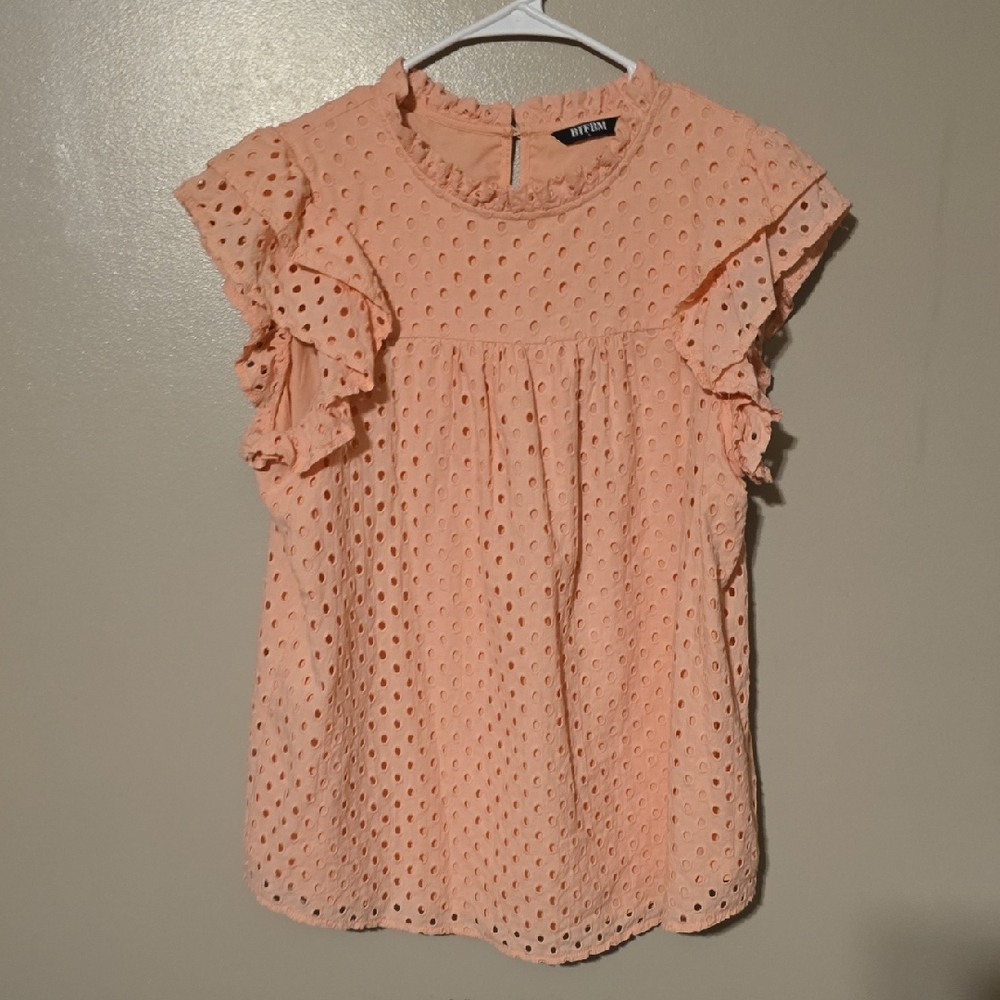 BTFBM Tunic Shirt Sleeve Orange Womens Size Large